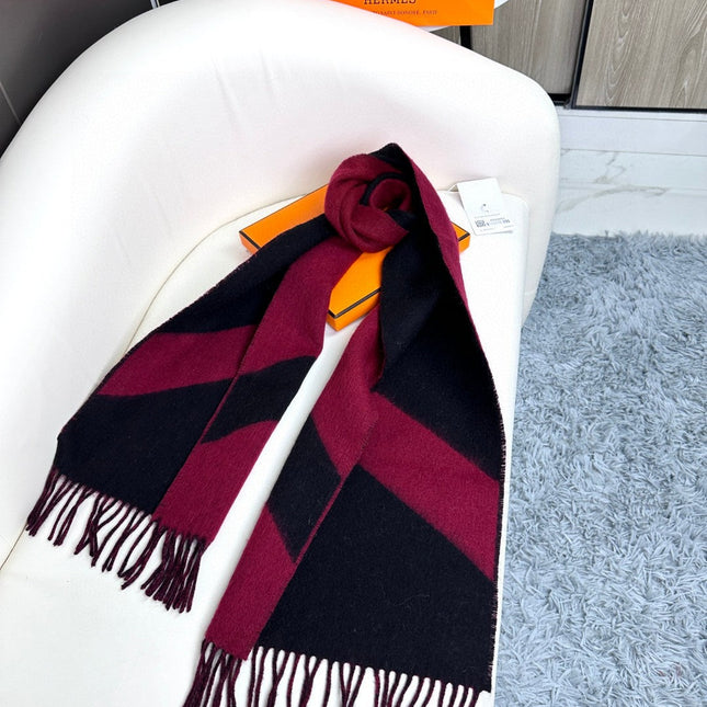 SCARF 190 CM IN JAM PURPLE MIX BLACK CASHMERE 370395