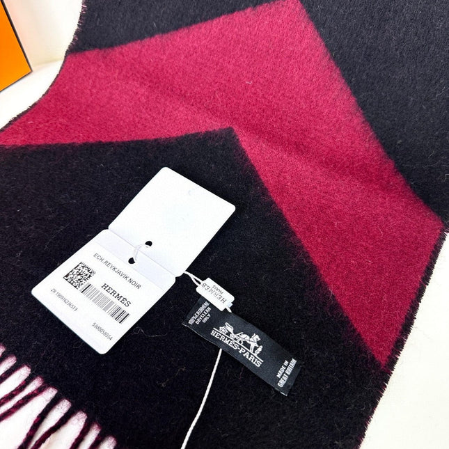 SCARF 190 CM IN JAM PURPLE MIX BLACK CASHMERE 370395
