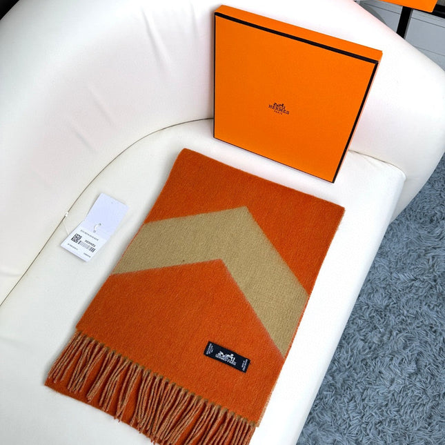 SCARF 190 CM IN RUST ORANGE MIX LIGHT YELLOW CASHMERE 370396