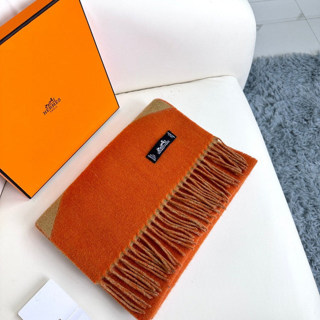 SCARF 190 CM IN RUST ORANGE MIX LIGHT YELLOW CASHMERE 370396