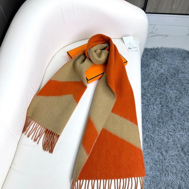 SCARF 190 CM IN RUST ORANGE MIX LIGHT YELLOW CASHMERE 370396