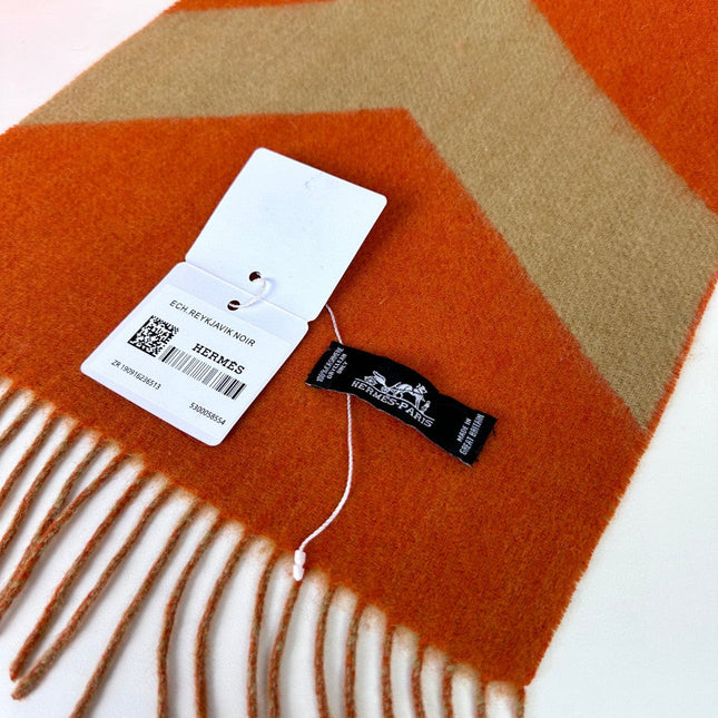SCARF 190 CM IN RUST ORANGE MIX LIGHT YELLOW CASHMERE 370396