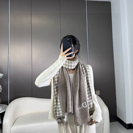 SCARF 190 CM IN KHAKI BEIGE MIX WHITE CARO CASHMERE 388125
