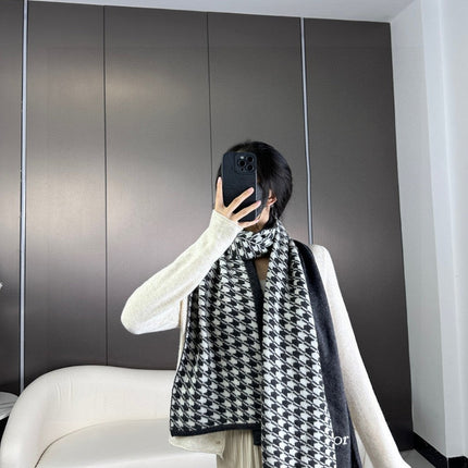 SCARF 190 CM IN BLACK MIX WHITE CARO CASHMERE 388127