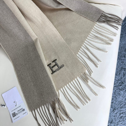 SCARF 190 CM IN WHITE MIX OAT TAN CASHMERE