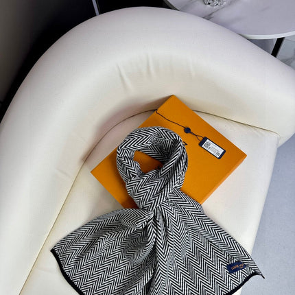 SCARF 180 CM IN BLACK MIX WHITE CASHMERE 393155