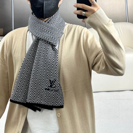 SCARF 180 CM IN BLACK MIX WHITE CASHMERE 393155