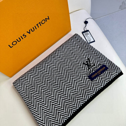SCARF 180 CM IN BLACK MIX WHITE CASHMERE 393155