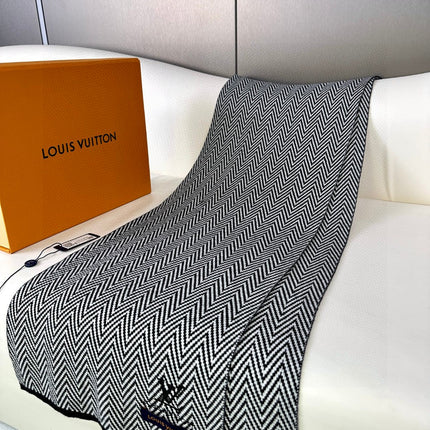SCARF 180 CM IN BLACK MIX WHITE CASHMERE 393155
