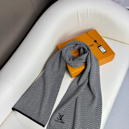 SCARF 180 CM IN BLACK MIX WHITE CASHMERE 393155