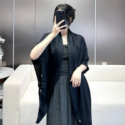 EVERMORE SCARF 140 CM IN BLACK SILK AND WOOL 393156