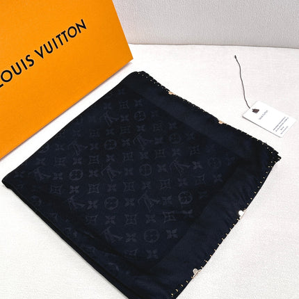 EVERMORE SCARF 140 CM IN BLACK SILK AND WOOL 393156