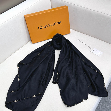 EVERMORE SCARF 140 CM IN BLACK SILK AND WOOL 393156