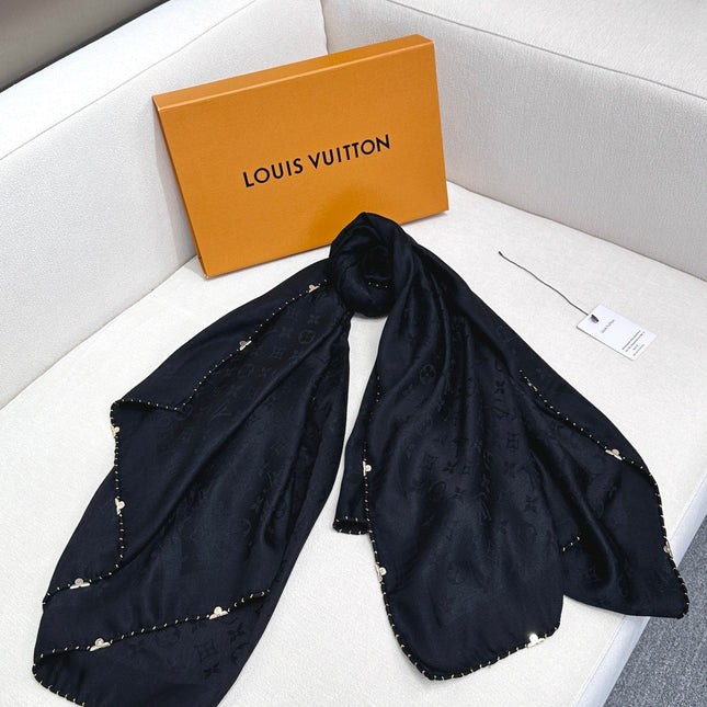 EVERMORE SCARF 140 CM IN BLACK SILK AND WOOL 393156