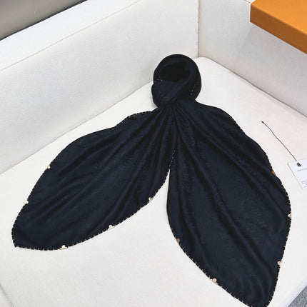 EVERMORE SCARF 140 CM IN BLACK SILK AND WOOL 393156