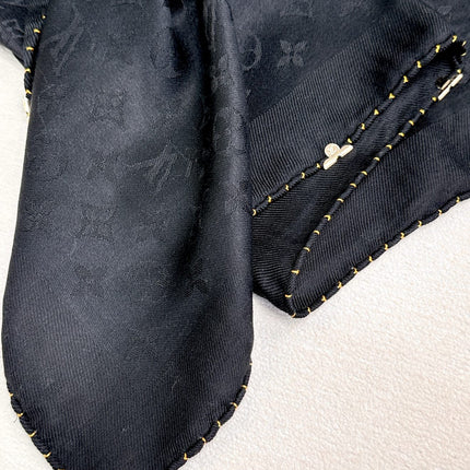 EVERMORE SCARF 140 CM IN BLACK SILK AND WOOL 393156