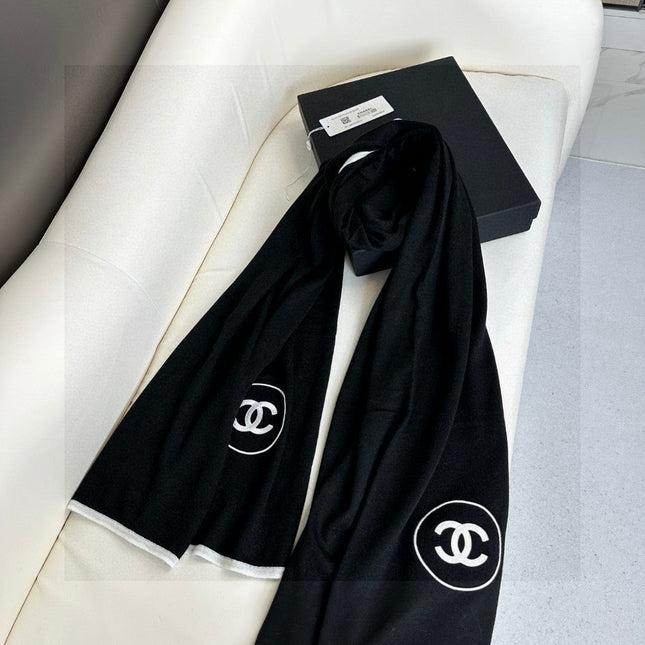 LONG SCARF 200 CM IN BLACK CASHMERE AND SILK 396411