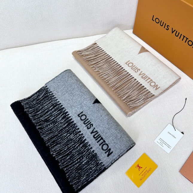GRAPHIC DUAL SCARF 192 CM IN TUSCAN BEIGE MIX WHITE WOOL AND CASHMERE 396434