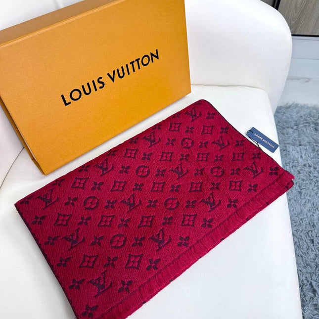 SCARF 180 CM IN HIBISCUS RED CLASSIC MONOGRAM CASHMERE 396438