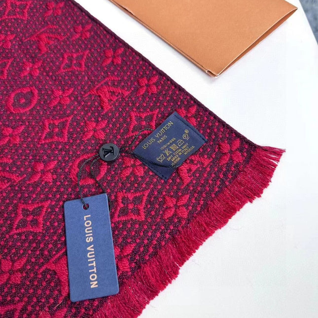 SCARF 180 CM IN HIBISCUS RED CLASSIC MONOGRAM CASHMERE 396438