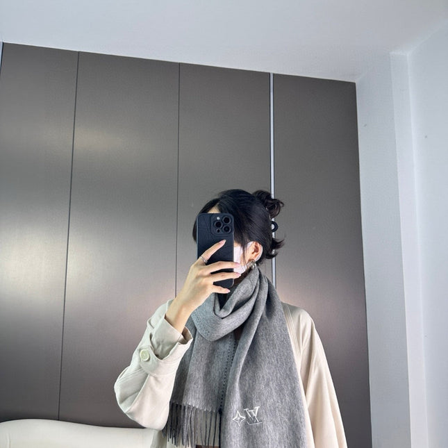 DUAL SCARF 180 CM IN SHARK GRAY CASHMERE 398375