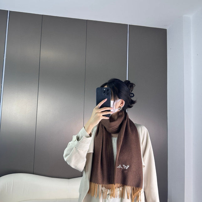 DUAL SCARF 180 CM IN CHOCOLATE BROWN CASHMERE 398376