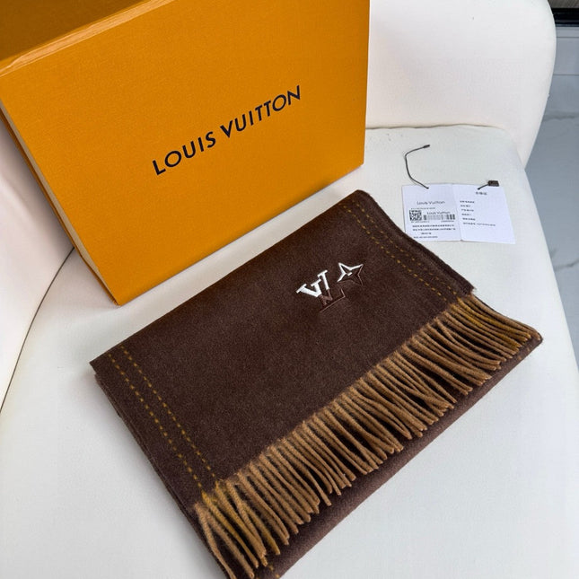 DUAL SCARF 180 CM IN CHOCOLATE BROWN CASHMERE 398376