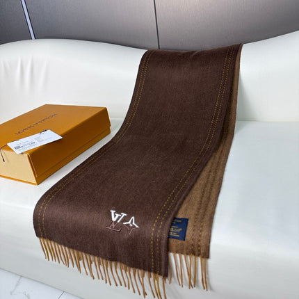 DUAL SCARF 180 CM IN CHOCOLATE BROWN CASHMERE 398376