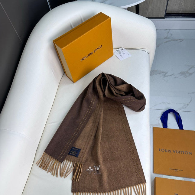 DUAL SCARF 180 CM IN CHOCOLATE BROWN CASHMERE 398376