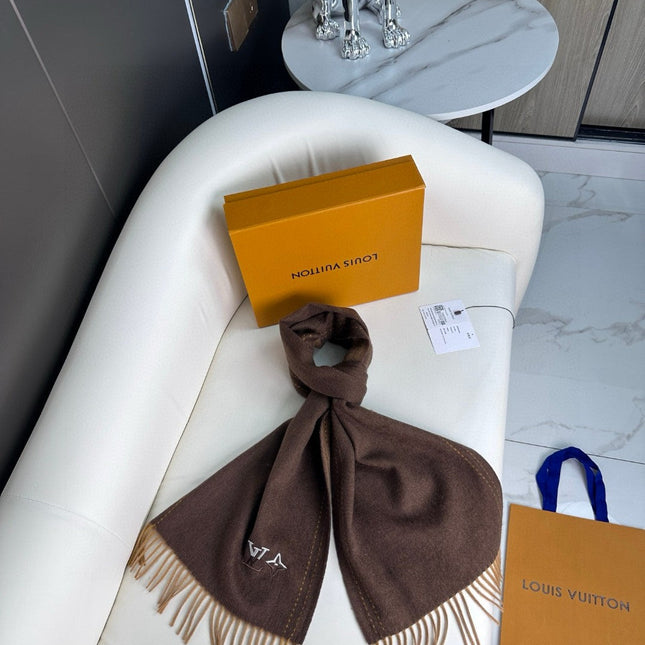 DUAL SCARF 180 CM IN CHOCOLATE BROWN CASHMERE 398376