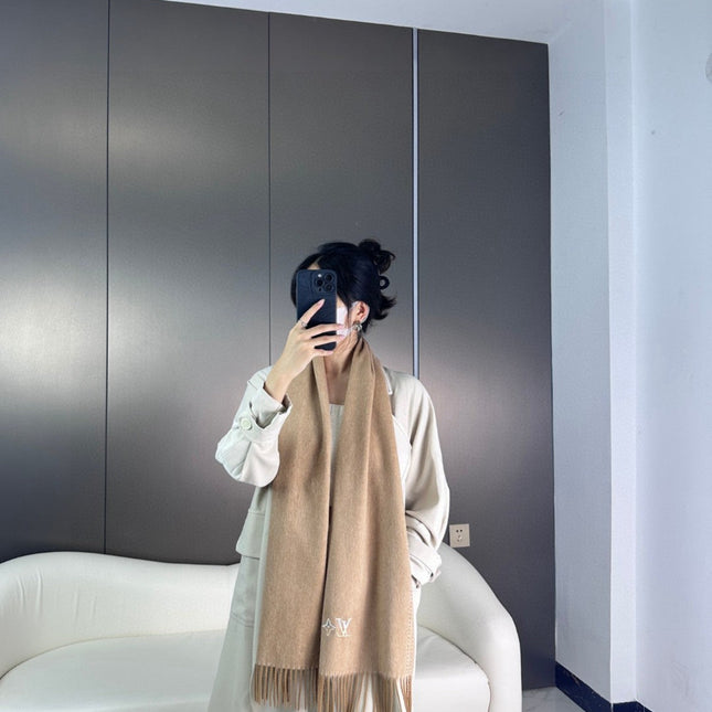 DUAL SCARF 180 CM IN MEDIUM BROWN CASHMERE 398377