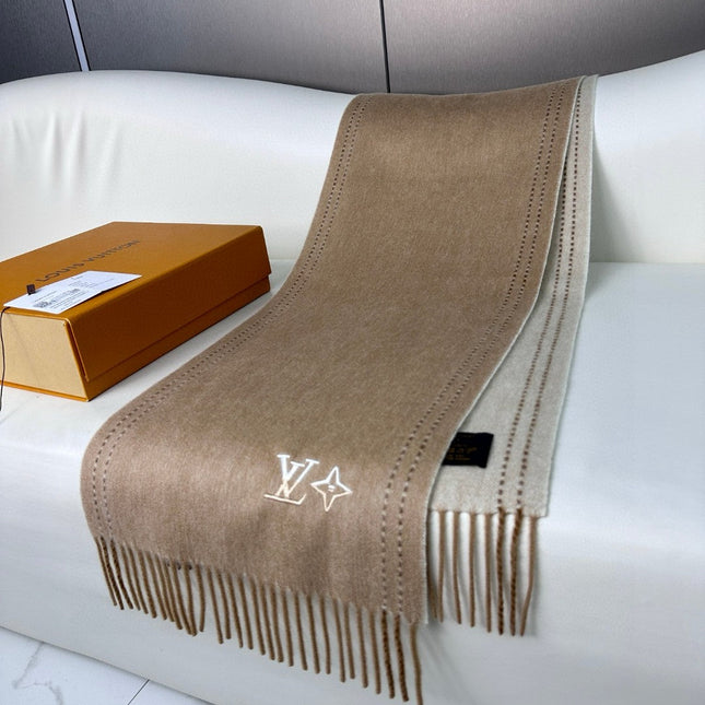 DUAL SCARF 180 CM IN MEDIUM BROWN CASHMERE 398377