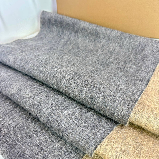 SCARF 180 CM IN MOUSE GRAY AND CAMEL BEIGE CASHMERE 398416