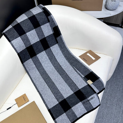 SCARF 180 CM IN LIGHT GRAY MIX BLACK CASHMERE 403870