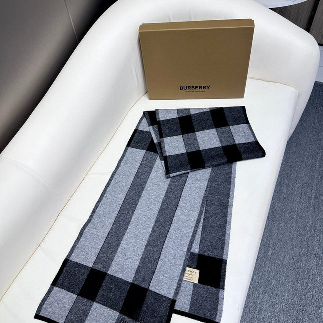 SCARF 180 CM IN LIGHT GRAY MIX BLACK CASHMERE 403870