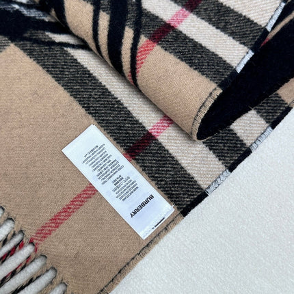 SCARF 180 CM IN BLACK AND TAN BROWN CASHMERE 407240