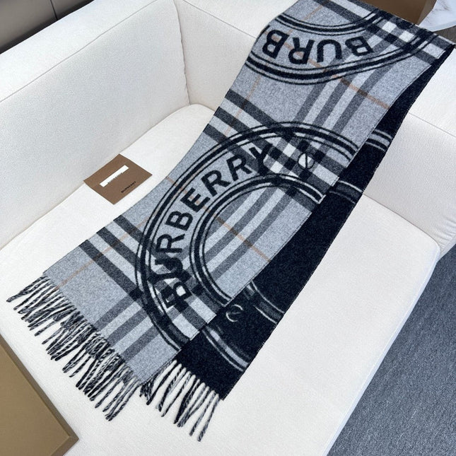 SCARF 180 CM IN BLACK AND LIGHT GRAY CASHMERE  407242