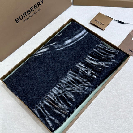 SCARF 180 CM IN BLACK AND LIGHT GRAY CASHMERE  407242