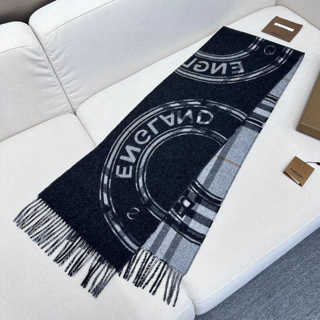 SCARF 180 CM IN BLACK AND LIGHT GRAY CASHMERE  407242