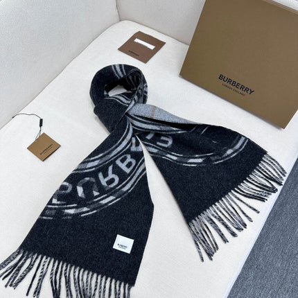 SCARF 180 CM IN BLACK AND LIGHT GRAY CASHMERE  407242