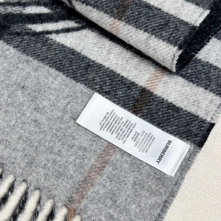 SCARF 180 CM IN BLACK AND LIGHT GRAY CASHMERE  407242