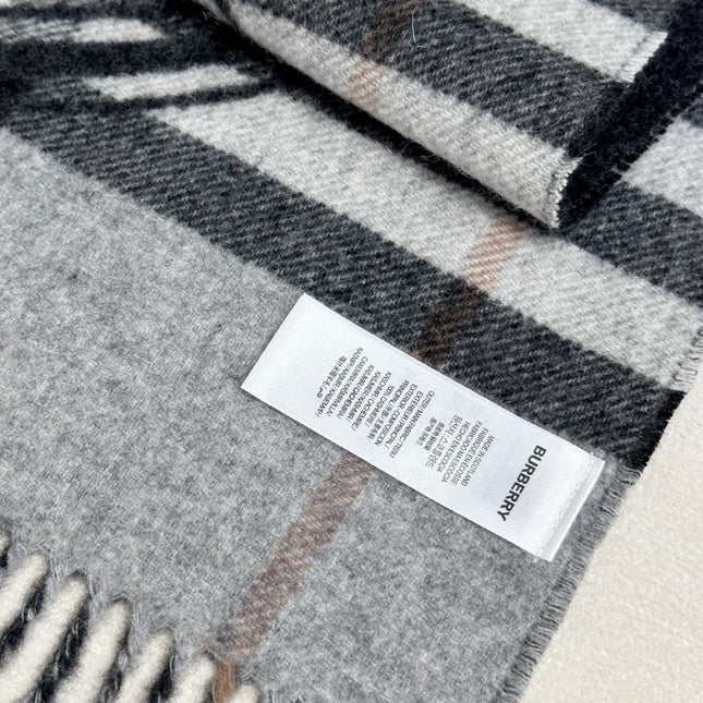 SCARF 180 CM IN BLACK AND LIGHT GRAY CASHMERE  407242