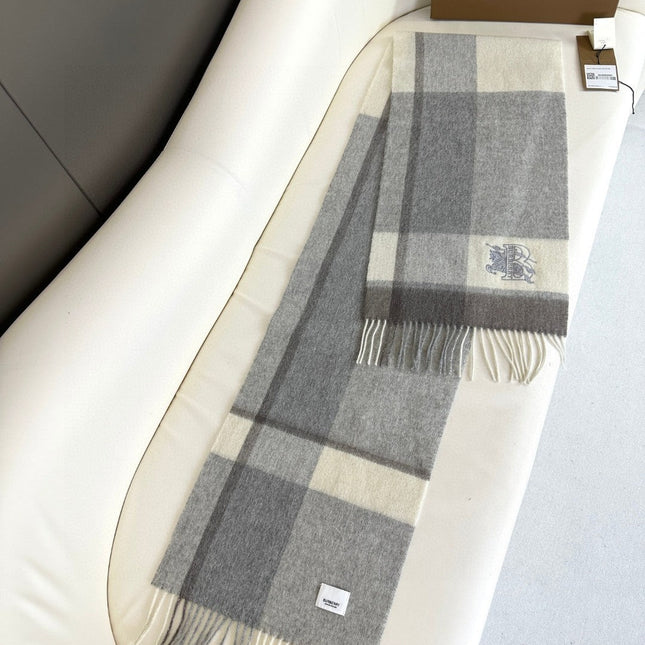 SCARF 180 CM IN SMOKE GRAY MIX WHITE CASHMERE 408504