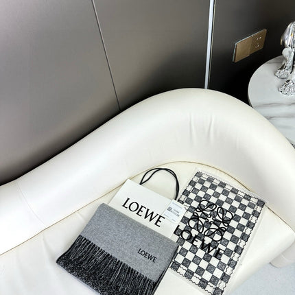 ANAGRAM SCARF 182 CM IN BLACK MIX DOVE GRAY WOOL AND CASHMERE 408524