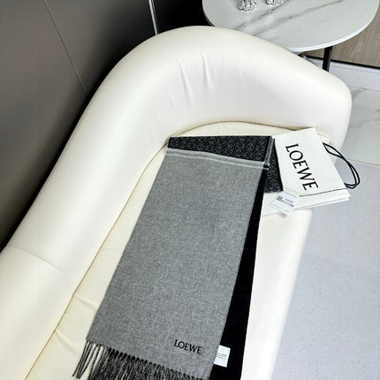 ANAGRAM SCARF 182 CM IN BLACK MIX DOVE GRAY WOOL AND CASHMERE 408524