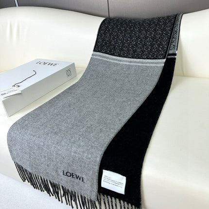 ANAGRAM SCARF 182 CM IN BLACK MIX DOVE GRAY WOOL AND CASHMERE 408524