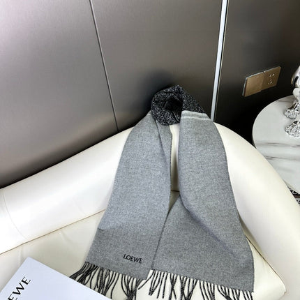 ANAGRAM SCARF 182 CM IN BLACK MIX DOVE GRAY WOOL AND CASHMERE 408524