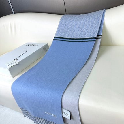 ANAGRAM SCARF 182 CM IN CERULEAN BLUE WOOL AND CASHMERE 408526