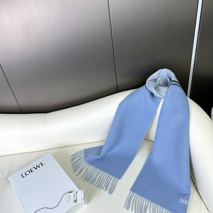 ANAGRAM SCARF 182 CM IN CERULEAN BLUE WOOL AND CASHMERE 408526