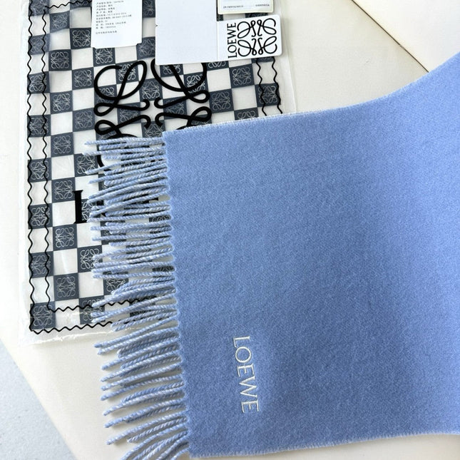 ANAGRAM SCARF 182 CM IN CERULEAN BLUE WOOL AND CASHMERE 408526